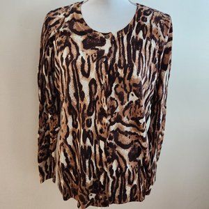 Talbots Animal Print Button front cardigan, size 1X